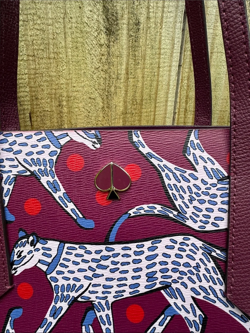 Kate Spade ♠️ Molly Panther Dot Large Tote in Radicchio